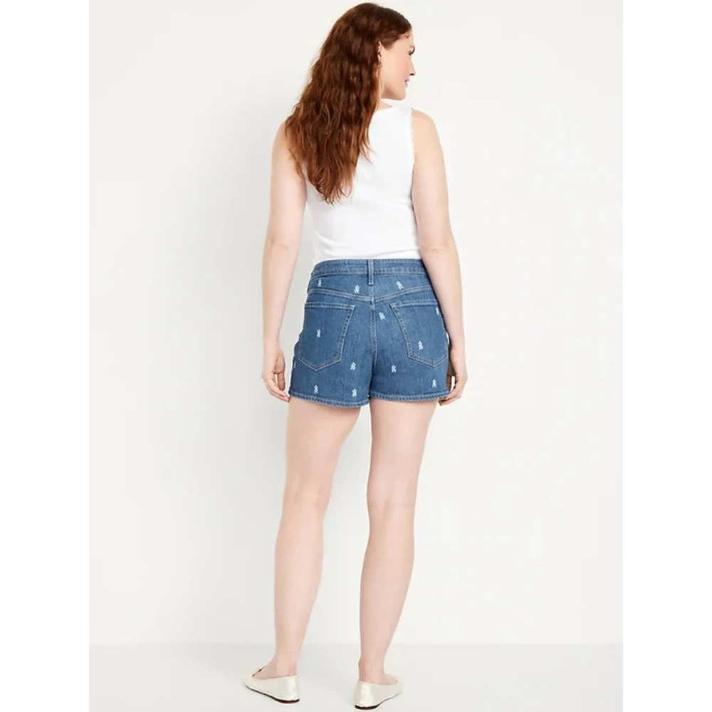 Old Navy High-Waisted OG Jean Shorts 3-inch inseam in Blue Floral Print Size 18 - Picture 7 of 8